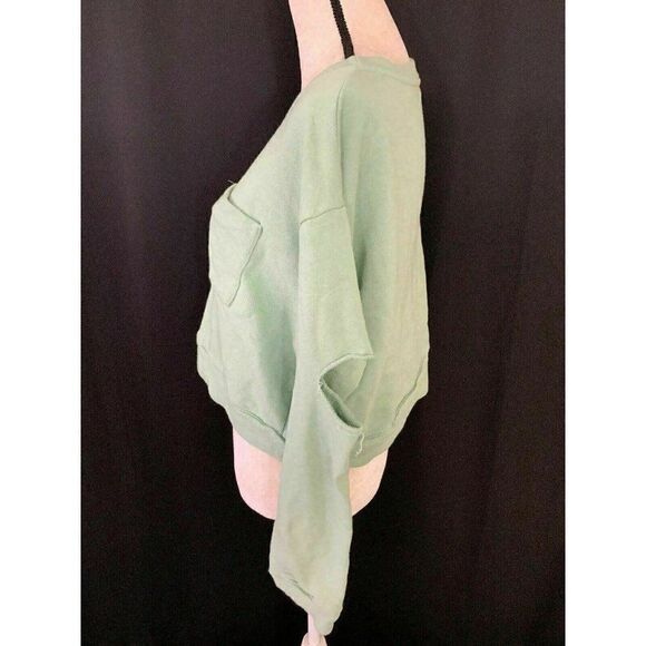 Zara Womens Solid Fern Green Long Sleeve Sweater Sweatershirt Top Small - Picture 3 of 6